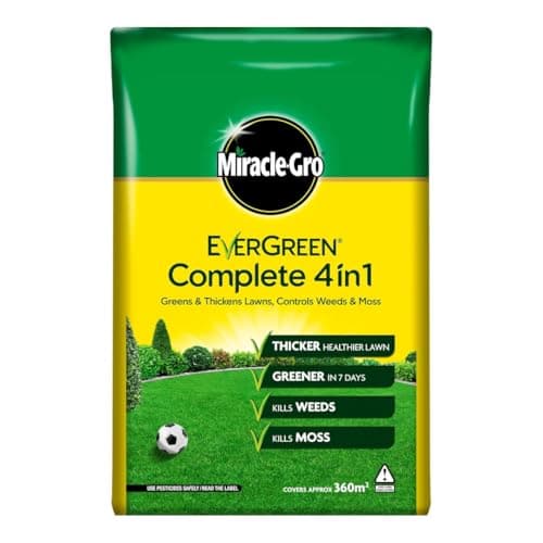 Image of Miracle-Gro Evergreen Complete 4 in 1 Lawn Care Feed for Green & Healthy Grass - Complete Lawn Maintenance Formula - Available in 80m², 200m², 360m² & 400m² Coverage (360m²)