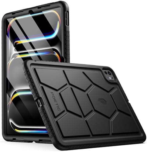 Image of Poetic TurtleSkin Case for iPad Pro 11 Inch 2024 M4 5th Gen, Heavy Duty Shockproof Rugged Kids Friendly Drop Protection Silicone Cover Case, Black