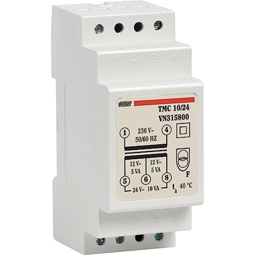Image of VEMER VN315800 TMC 10VA 230V/12-24V DIN Rail Transformer (70.0 Amps, Failure Proof Insulation), Continuous Service, Made in Italy