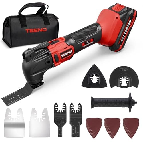 Image of TEENO Cordless Oscillating Tool,Multifunction Oscillating Multi Tool with 20V 2.0Ah Lithium-Ion,8500-21000 RPM,6 Variable Speed,4° Oscillation Angle,for Sawing, Cutting, Sanding