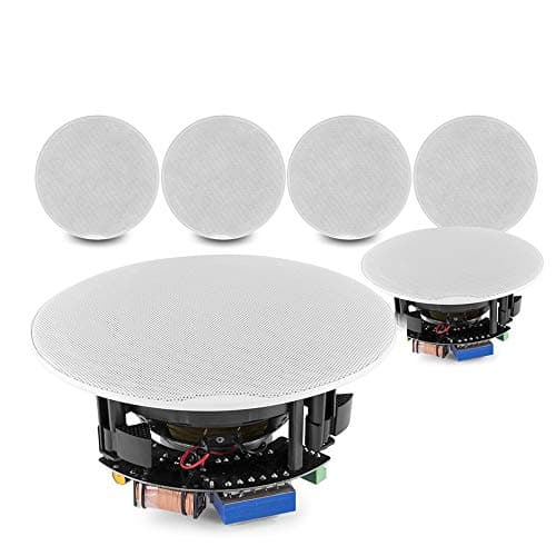Image of Power Dynamics 6x Ceiling Speakers 5.25" Coaxial Flush Mount Bundle - 480W 2-Way Sound System Kit for Shops, Restaurants, Offices - 100V & 8 Ohm Low Profile Speakers, White