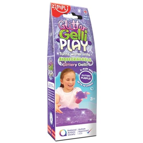 Image of ZIMPLI - Glitter Gelli Play Purple, DIY Kit turns water into thick, glittery goo, Birthday Party Bag Fillers, Montessori Toys for 3+, UK Made