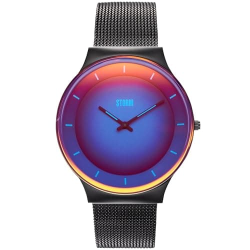 Image of STORM PYLO Slate Blue Watch, Photochromic Glass, Luminous Dial Details, Graduated Dial, Edge-to-Edge Glass, Slim Case, Japanese Movement, Stainless Steel, Mesh Strap, Quick Release Strap