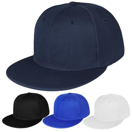 Image of BSBUY Baseball Cap for Men Flat Brim Kappe Cap, Classic Plain Baseball Hats Flat Peak Snapback Hat Cap Hip Hop Style Adjustable Sports Casual Cap Breathable Summer Sun Visor Hat for Outdoor(Navy Blue)