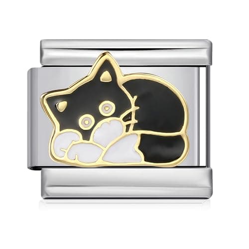 Image of 9mm Link Bracelet Module, Italian Charms Collection Module Fits all Classic 9mm Italian Style Charm (Black Cat)