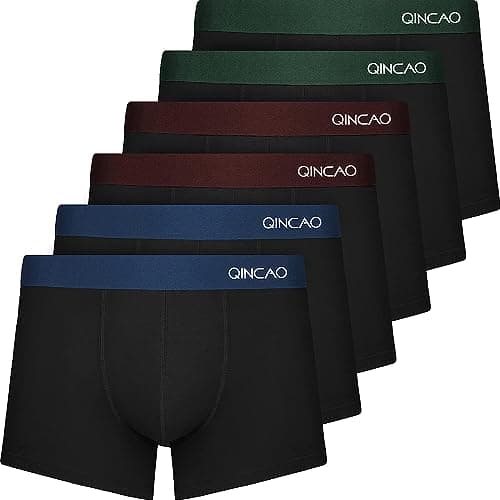 Image of QINCAO Boxer Shorts Mens 6 Pack, No Itchy Labels, Cotton Underwear Retro Trunks, Underwear Gift Set