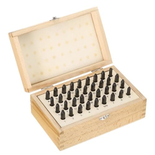 Image of sourcing map 36pcs 40Cr Alloy Steel Stamps Set 5/16" (8mm) A-Z / 0-8 / "&" Symbol Number Letter Punch Press Tool Steel Reverse Punch Stamp with Wood Case for Plastic Wood Leather