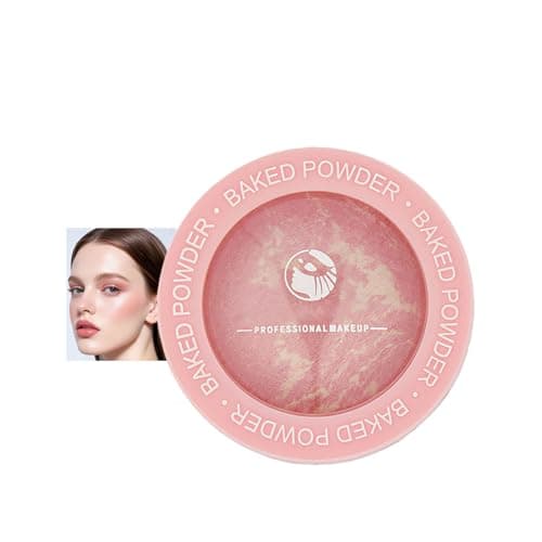 Image of Baked Powder Blusher for Cheek, Light Pink Silky Blendable Buildable Shimmering Blush Makeup Palette, Pink Highlighter Powder Natural Flush for Women
