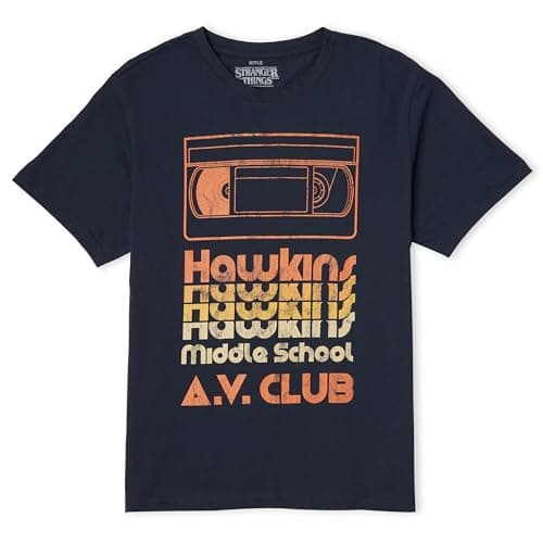 Image of Stranger Things Hawkins AV Club Men's T-Shirt - Navy L