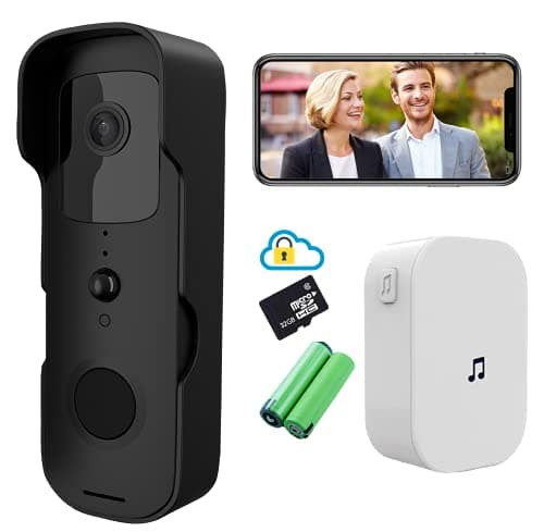 Image of 1080P HD Smart Video Doorbell Camera Wireless Battery Powered WiFi Home Security Door Camera Motion-Activated Push Alert Live-View Night-Vision Waterproof Two-Way Talk with Chime Bell and 32GB SD Card