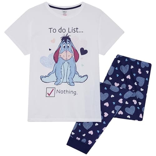 Image of Eeyore Womens Pyjama Set, 100% cotton Licensed Winnie the Pooh Gift UK 8-10