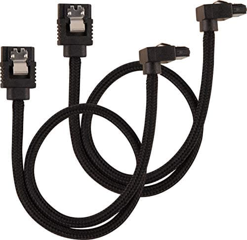 Image of Corsair Premium Sleeved SATA Cable - SATA 6Gbps 30cm, 90° Connector, Black