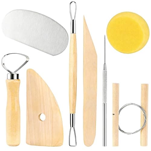 Image of 8 Pcs Clay Sculpting Tools Set, Wood Handle and Stainless Steel Pottery Modeling Tools for Polymer and Air Dry Clay, Carving Shaping Smoothing Trimming Kit for DIY Ceramics Crafts Beginners Adults