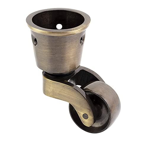 Image of Solid Brass Castor Furniture Casters with 25mm Wheel Antique Cup for Sofa Beds
