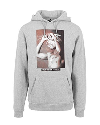 Image of MISTER TEE O.G.C.J.M Hoodie, Sweatshirt für Herren und Teenager, Kapuzenpullover mit 2pac Aufdruck (Tupac Pullover mit Kapuze und Bauchtasche), Heather Grey, M