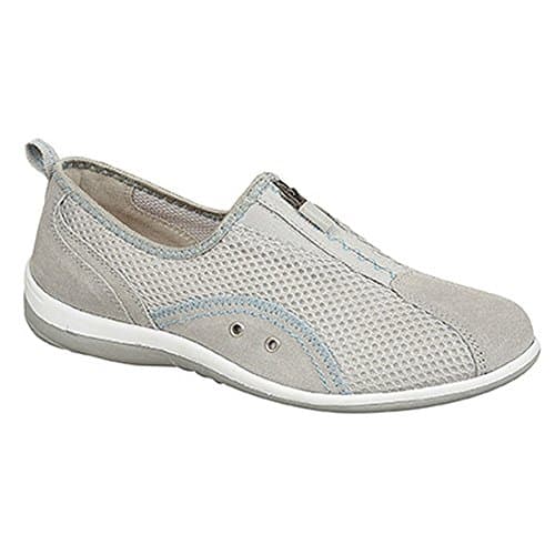 Image of Boulevard Zip/Elastic Gusset Leisure Casual Shoes Trainer - Grey Textile Mesh/Leather, Ladies UK 4 / EU 37