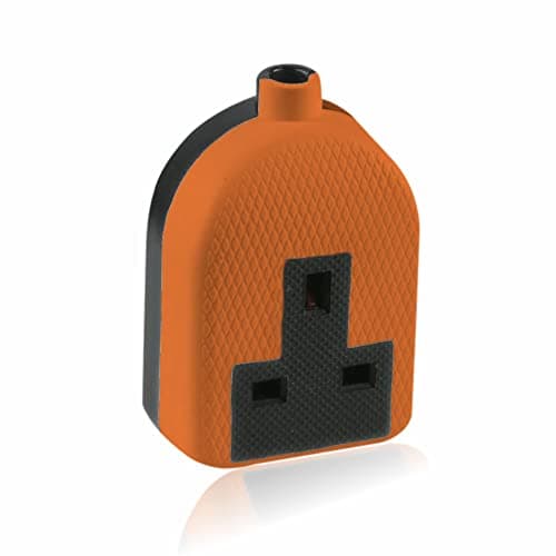 Image of Heavy Duty Electrical 13 amp 1 Gang Re-Wireable Rubber Block Extension Socket - Orange (single socket)