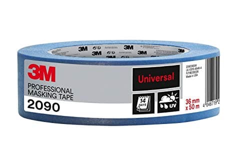 Image of 3M Professional Masking Tape 2090, Universal Surfaces - 1 Roll, 36 mm x 50 m - UV stable, Water Resistant, For Indoor & Outdoor Painting and Decorating