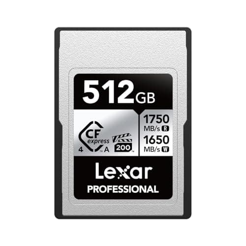 Image of Lexar Professional Silver Series CFexpress 4.0 Type A Card 512GB, CFe Card up to 1750MB/s Read, VPG200, 8K Video CF Card, Memory Card Compatible with Sony Alpha and Sony FX Cameras