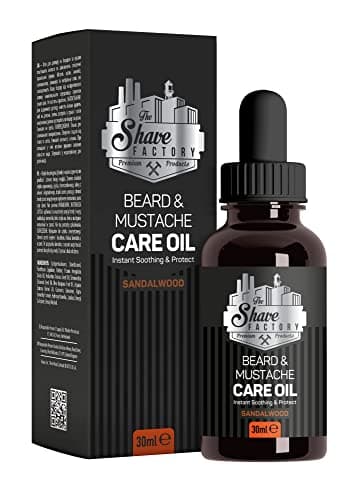 Image of The Shave Factory Beard & Mustache Care Oil with Sandalwood - Product For Professional Barbers and Traditional Shaving & Grooming Enthusiasts (30 ml(1 fl. oz))