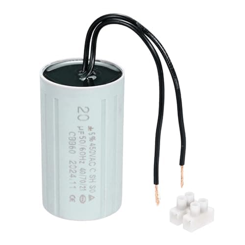 Image of PATIKIL CBB60 20uF Running Capacitors, AC 450V 2 Wires 50/60Hz Cylinder 70x40mm for Water Pumps, Washing Machines Motor Start,1Set