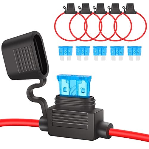 Image of JatilEr 5 Pcs Inline Fuse Holder 16AWG 12V, Waterproof Automotive Fuse Holder Copper Wire with 15A Standard Fuses for Car/Truck/Motorcycle/Boat