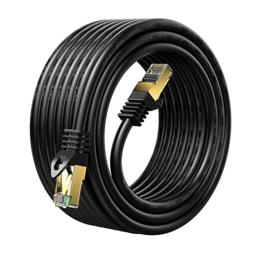 Image of Qxcynsef 25M Outdoor Cat 6 Ethernet Patch Cable,Cat6 Internet 26AWG Heavy Speed-Duty LAN RJ45 Networking Shielded-550-Mhz Waterproof Direct Burial Long Network Cord 25M