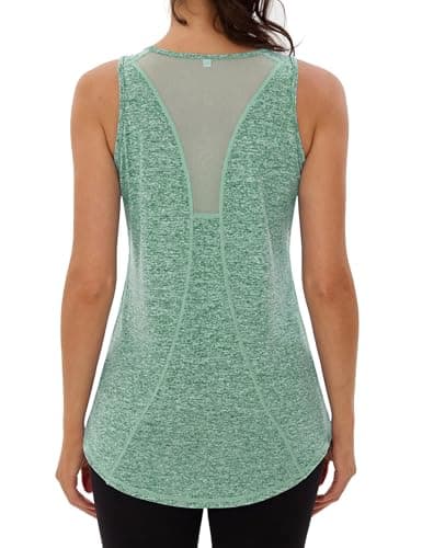 Image of Wayleb Women Running Tank Top Sport Loose Racerback Workout Vest Sleeveless Quick Dry Gym Activewear S-3XL Green