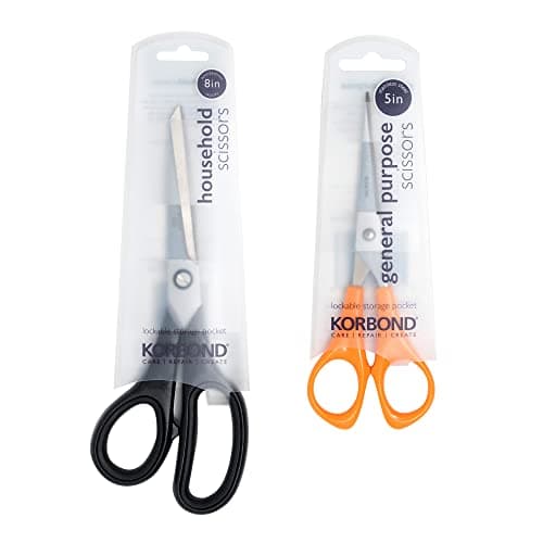 Image of Korbond Scissor Twin Pack - 8 Inch & 5 Inch - Ambidextrous & Comfort Grip, Silver