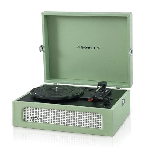 Image of Crosley Voyager Portable Turntable - Bluetooth Record Player, 3-Speed Suitcase Vinyl Player, Home Turntables for Vinyl Records, Built in Stereo Speakers & Bluetooth Receiver, AUX Input, Sage