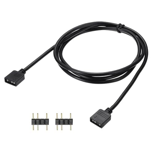Image of sourcing map ARGB Extension Cable, 5V 39" 3 Pin 1 to 1 Female to Female ARGB Adapter Cable with 3 Pin Male Connectors for PC Computer ARGB Fan/LED Lights, Black