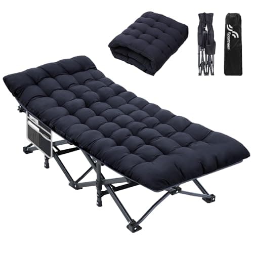 Image of Sportneer Camp Beds for Adults with 1.5" Thick Mattress, Camping Bed 28"/32" Extra Wide Support 450lbs for Adults Travel Fishing Picnic Outdoor