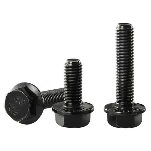 Image of YIIFLY M12 x 20mm Flanged Hex Head Bolts Flange Hexagon Screws, M12x1.75 bolt, 10.9 Grade Alloy Steel, Hexagon Head Bolts, Black Zinc Finish, Full Thread, Quantity 6