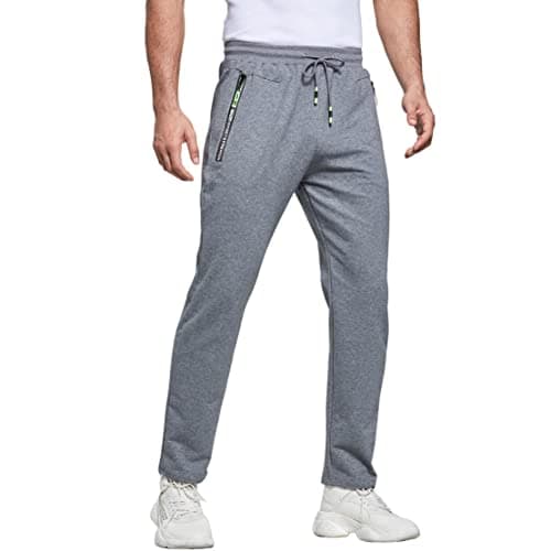 Image of ZOXOZ Tracksuit Bottoms Mens Joggers Lightweight Slim Fit for Men Gym Sports Trousers Elastic with Zip Pockets Grey L