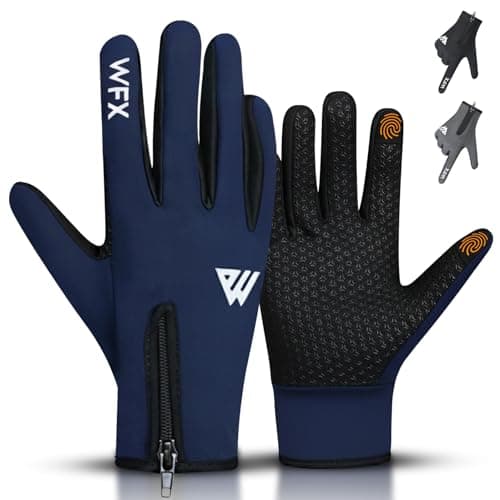 Image of WESTWOOD FOX Cycling Gloves for Kids,Thermal Winter gloves for Boy Girl,Windproof,Anti-Slip,Touchscreen, Palm Grip, Full Finger Gloves for Cycling, Hiking, Mountain Biking, Running (M, BLUE)
