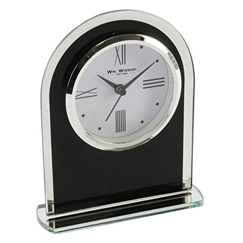 Image of Wm.Widdop Black & Clear Arched Mantel Clock