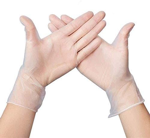 Image of STRONG QUALITY PACK OF 100 LARGE SIZE Vinyl Disposable Gloves CLEAR POWDER FREE GLOVES | Latex Free - Food Safe - Ambidextrous | Ideal For Everyday Use => AQL 1.5 EN455 CLASS 1 Gloves