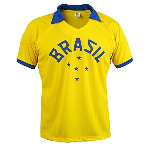Image of Brazil National Team 1958 Pele World Cup Football Shirt Top Retro Jersey Classic - M Yellow