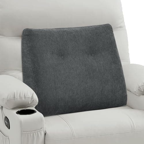 Image of TANYOO Back Support Pillow for Recliner Soft Dual Layer Lumbar Support Pillow with Memory Foam Shreds Ergonomic Orthopedic Couch Back Cushions for Elderly Lower Back Pain Relief (Dark Grey)