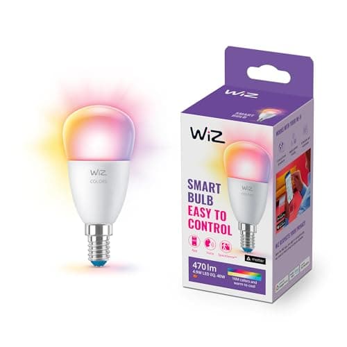 Image of WiZ Smart Colour Bulb, E14, 4.9W, Smart Dimming, Dynamic Scenes, Connected WiFi Works with Alexa, Google Assistant & HomeKit, App Control for Home Indoor Lighting, Bedroom, Energy Monitoring