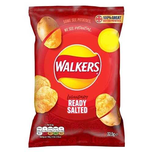Image of Walkers Ready Salted Crisps, Pack of 32 x 32.5 g