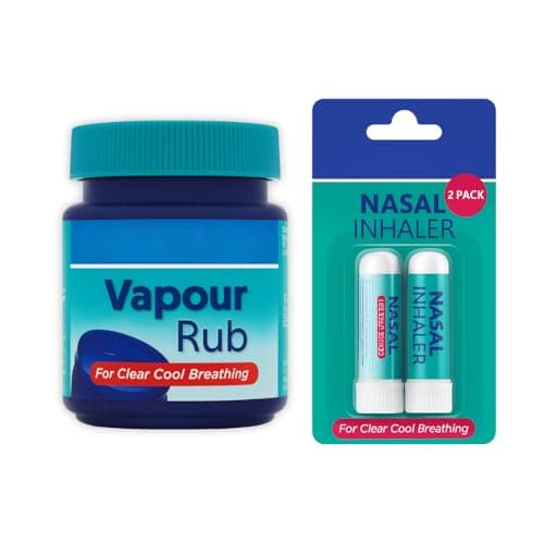 Image of Vapour Rub 100g & Nasal Inhaler 2 Pack | Relief from Cough, Cold & Nasal Congestion | for Clear Cool Breathing | Bundle of 2