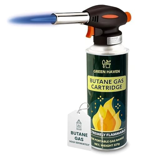 Image of Green Haven Blow Torch Attachment Head - One-Handed Gas Torch with Adjustable Flame & Safety Lock, Fits All Butane Tanks, Ideal for Creme Brulee, Desserts, BBQ, Baking, Searing Meat