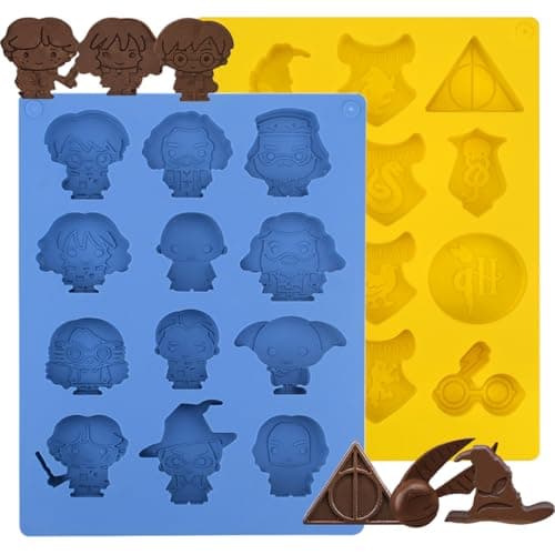 Image of ZOOMPIL Harry Silicone Mould, Harry Silicone Mould Chocolates 2 Pieces, Halloween Candy Moulds, Non Stick and Reusable, for Sweets, Chocolate