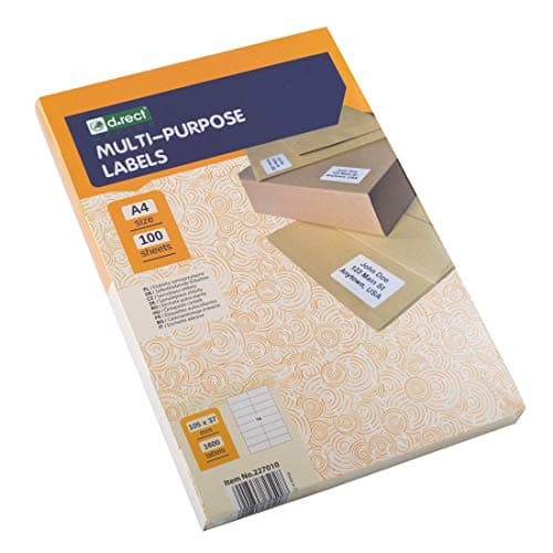 Image of D.RECT Adhesive Labels Universal Labels (105 x 37 mm on DIN A4) Printable Self-Adhesive 100 Sheets per Pack 16 Labels per Sheet 1600 Pieces | White