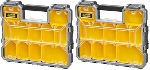 Image of STANLEY FATMAX Pro Shallow Toolbox Stackable Storage Organiser for Small Parts, Removable Compartments, 1-97-519 (Pack of 2)