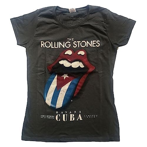 Image of The Rolling Stones T Shirt Havana Cuba Official Womens Skinny Fit Charcoal Grey M