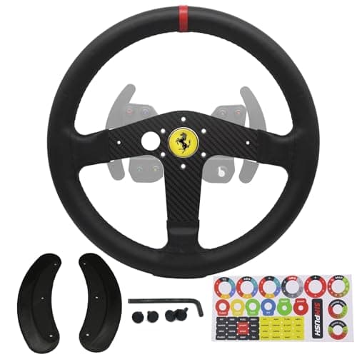 Image of Replace 13 inch(33cm) lightweight Original Leather For THRUSTMASTER T300 Force Feedback Ferrari Integral ; Racing Wheel For TS-PC Racer Servo Base Open Wheel (For T300 Ferrari/TS-PC Racer)
