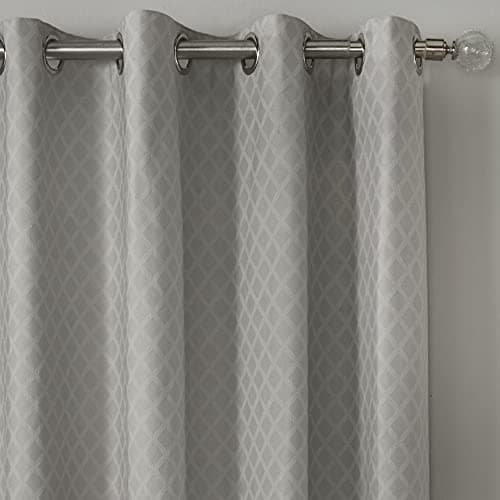 Image of Dreams & Drapes Woven - Croma - Jacquard Pair of Eyelet Curtains - 66" Width x 72" Drop (168 x 183cm) in Silver