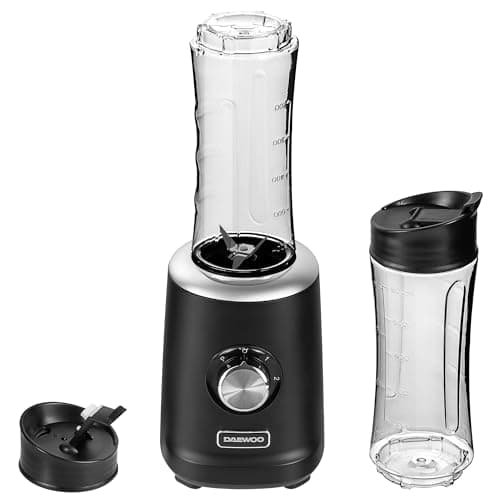 Image of Daewoo Samurai VertiBlend 500W Personal Blender, Smoothie & Shake Maker, 2 x 600ml Bottles, On-the-Go Blender for Fruit, Veg, Protein & Ice, Compact Design